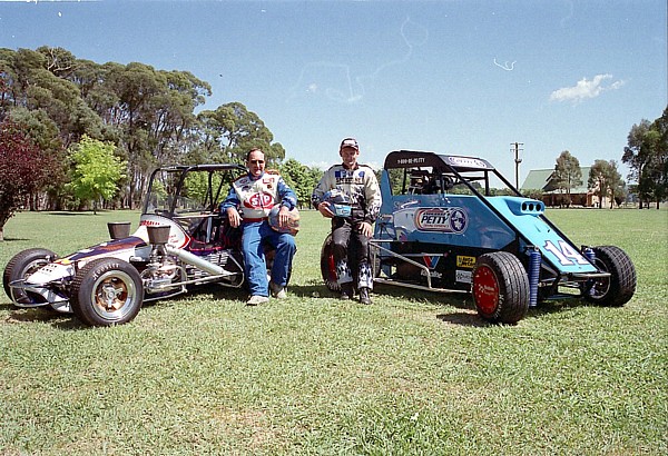 Barry Graham left with the restored 14 Formula Eagle V W and son Steven